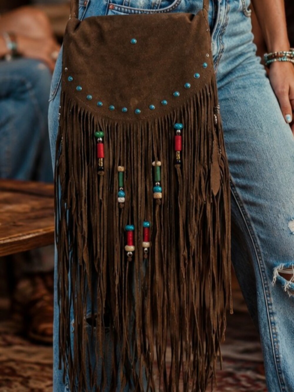 NEW Genuine Suede Leather Fringe Crossbody Bag - NWT - Picture 15 of 15